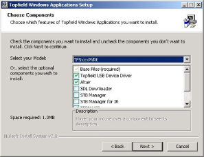 Select install components